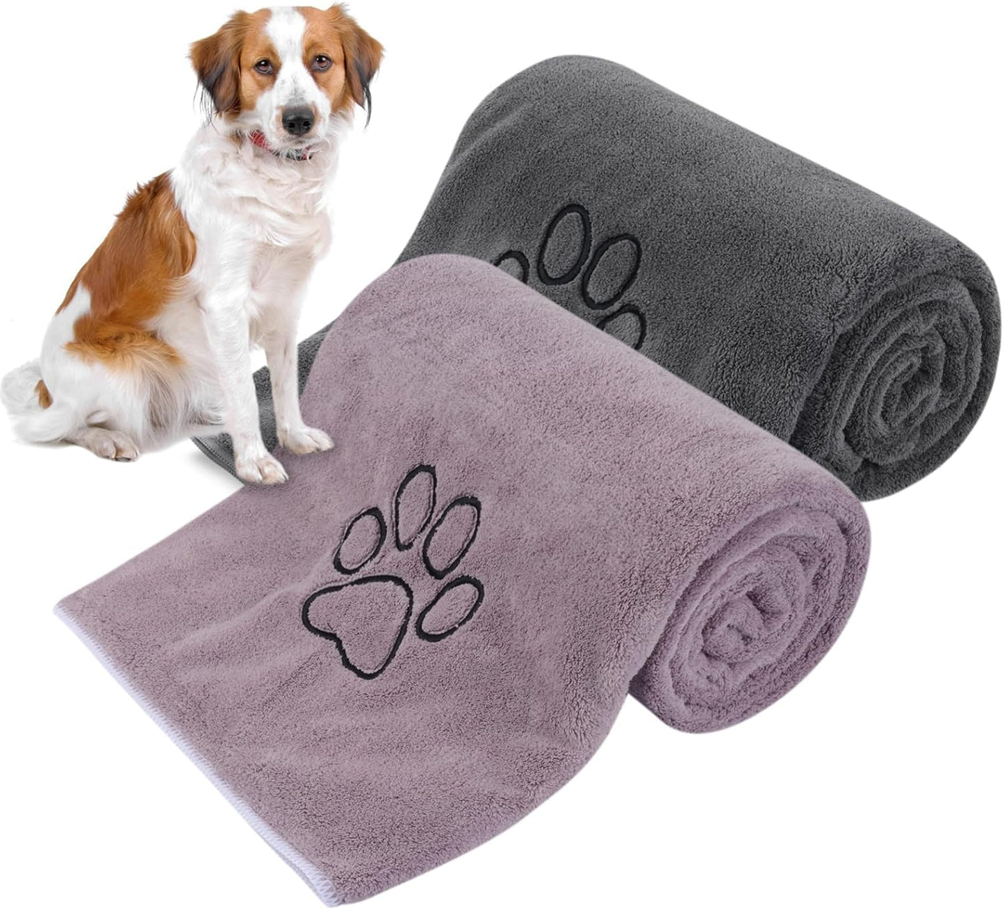 Dog Towel Super Absorbent Pet Bath Towel Microfiber Dog Drying Towel for Small, Medium, Large Dogs and Cats 30Inch X 50Inch Purple