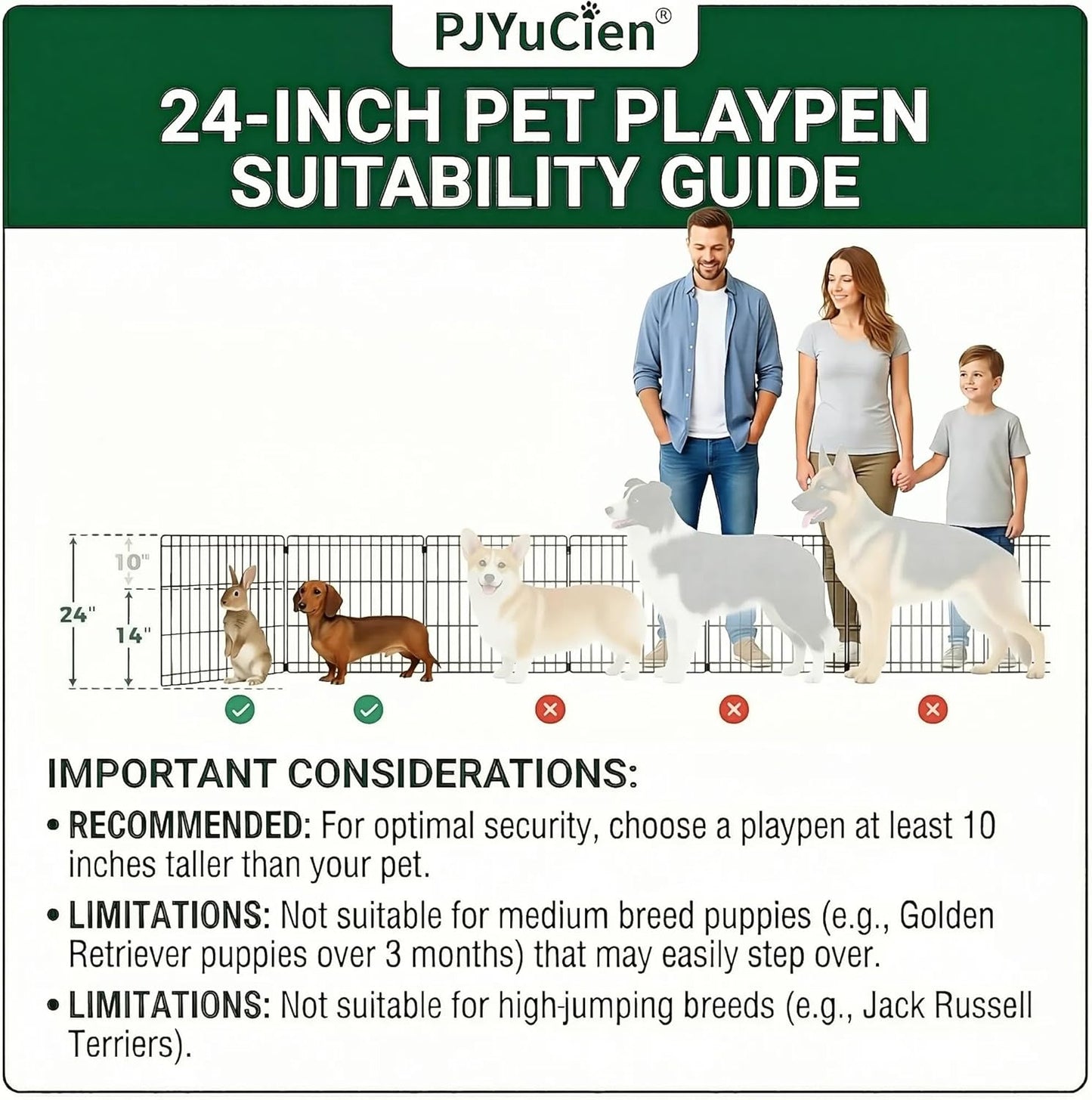 Happy Camper Portable Pet Playpen – Foldable 8-Panel Exercise Pen with Waterproof Base