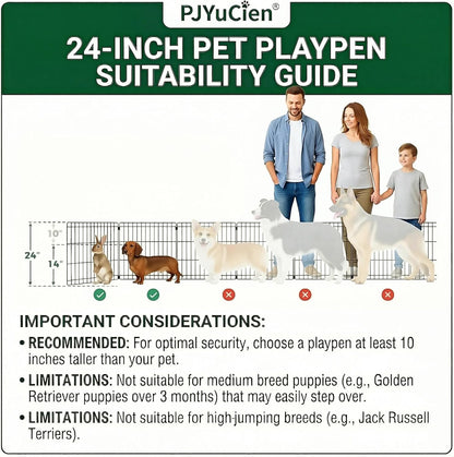 Happy Camper Portable Pet Playpen – Foldable 8-Panel Exercise Pen with Waterproof Base