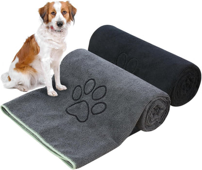Dog Towel Super Absorbent Pet Bath Towel Microfiber Dog Drying Towel for Small, Medium, Large Dogs and Cats 30Inch X 50Inch Purple