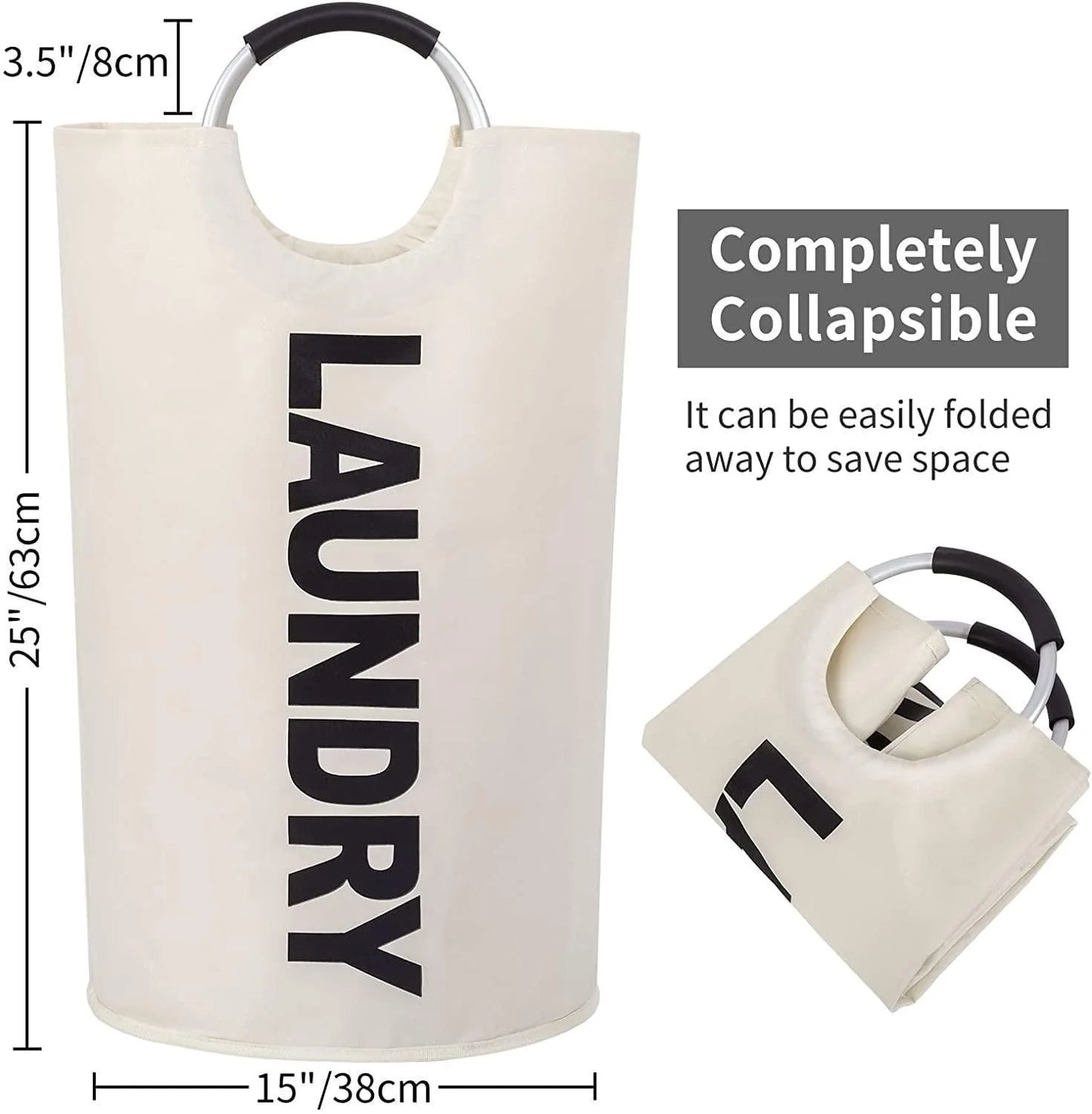 82L Collapsible Laundry Hamper | Waterproof Freestanding Basket for RVs & Van Life (Beige)