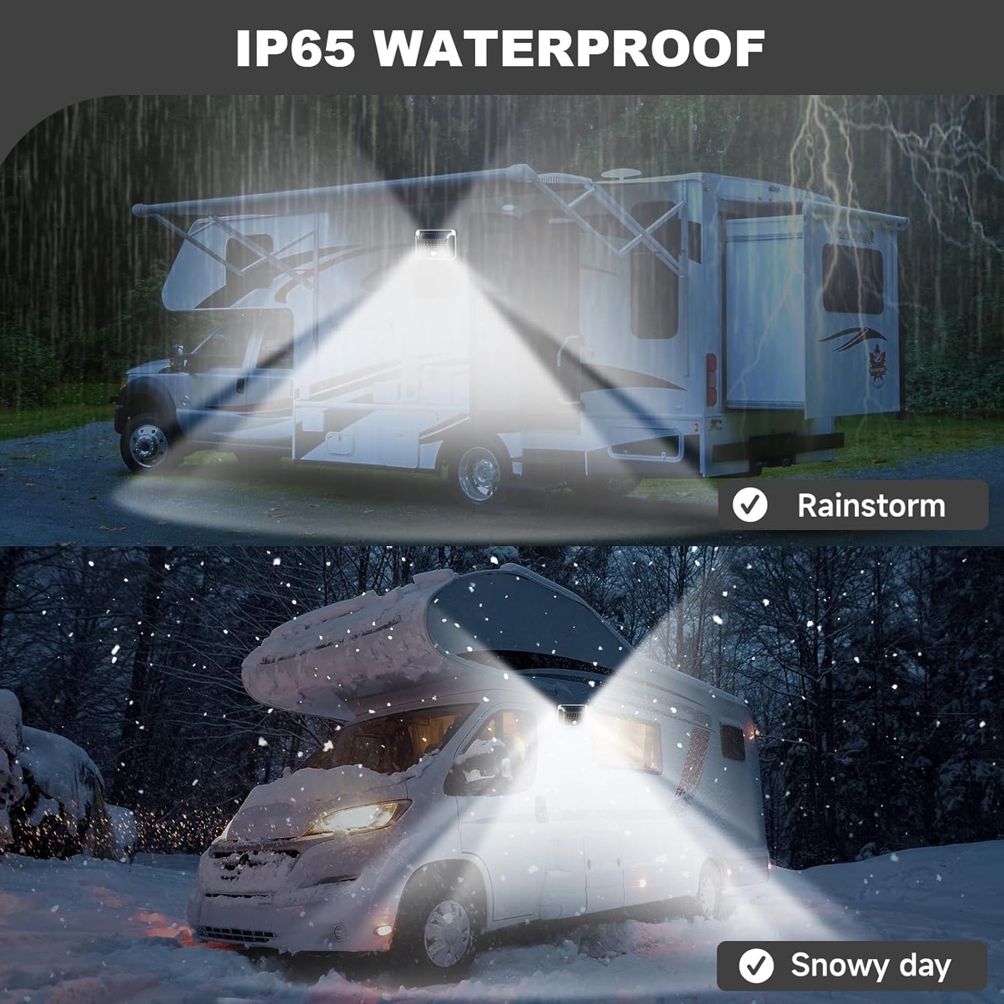 2-Pack Magnetic RV Solar Motion Lights | Waterproof Exterior Camper & Awning Light (Black)