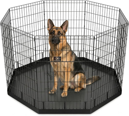 Happy Camper Portable Pet Playpen – Foldable 8-Panel Exercise Pen with Waterproof Base