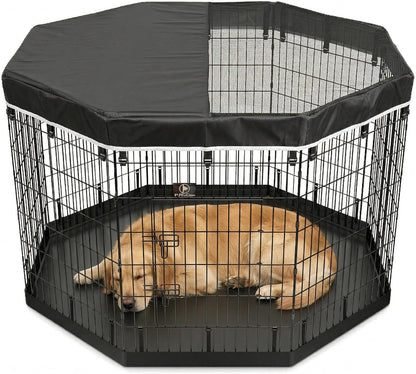 Happy Camper Portable Pet Playpen – Foldable 8-Panel Exercise Pen with Waterproof Base
