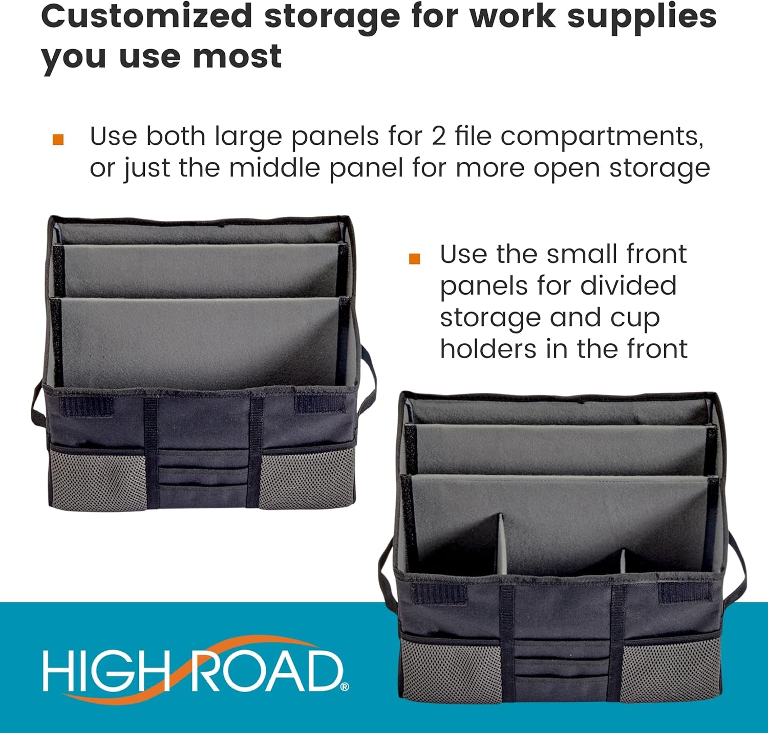 Front Seat Car Office Organizer & Mobile Desk | Truck & Van Storage with Filing Dividers