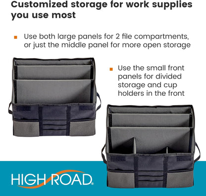 Front Seat Car Office Organizer & Mobile Desk | Truck & Van Storage with Filing Dividers