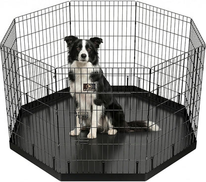Happy Camper Portable Pet Playpen – Foldable 8-Panel Exercise Pen with Waterproof Base