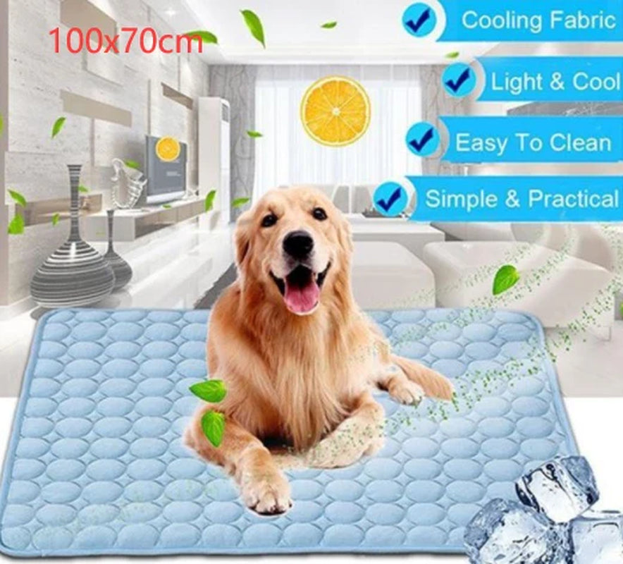 Portable Ice Silk Pet Cooling Mat | Summer Travel Bed for Camp Dogs & Cats