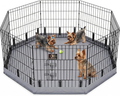 Happy Camper Portable Pet Playpen – Foldable 8-Panel Exercise Pen with Waterproof Base