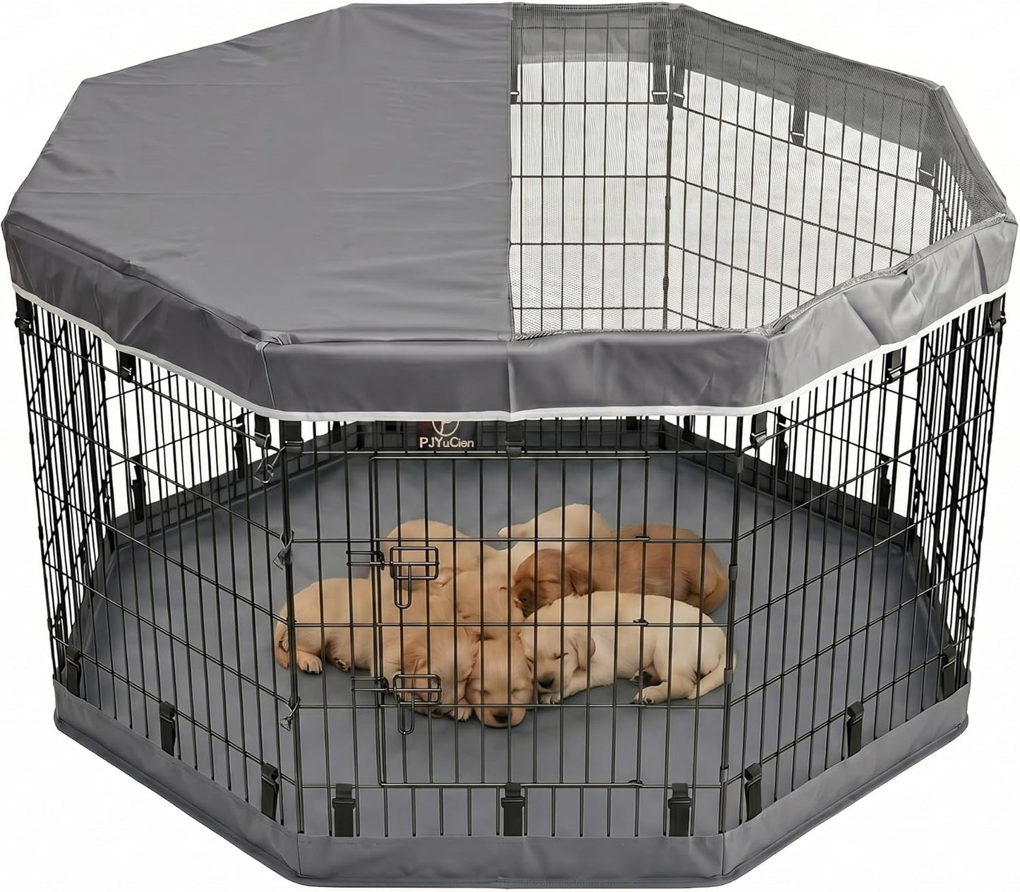 Happy Camper Portable Pet Playpen – Foldable 8-Panel Exercise Pen with Waterproof Base