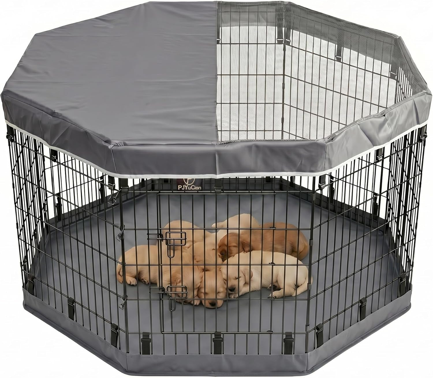 Happy Camper Portable Pet Playpen – Foldable 8-Panel Exercise Pen with Waterproof Base