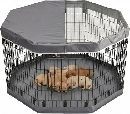 Happy Camper Portable Pet Playpen – Foldable 8-Panel Exercise Pen with Waterproof Base