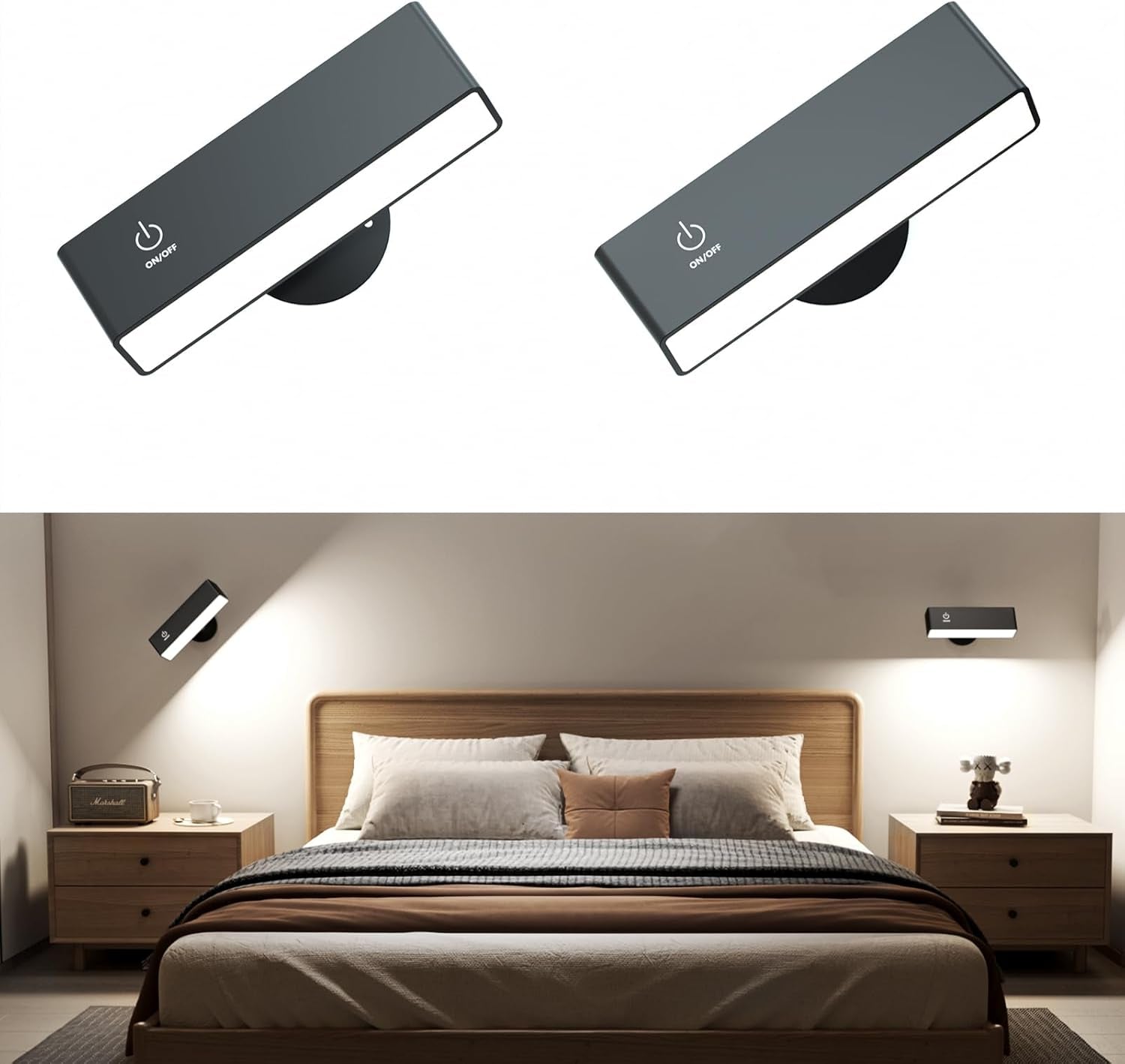 Rechargeable 360° Magnetic Wall Sconce & Portable Flashlight (2-Pack)
