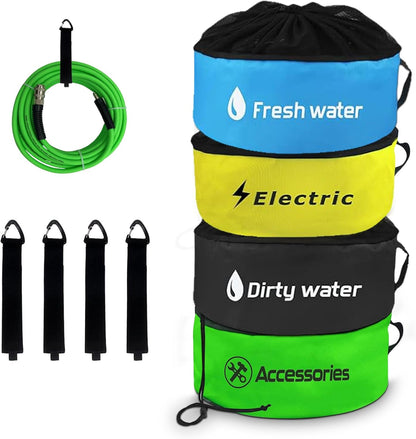 4-Pack Waterproof RV Hose & Cord Storage Bags | Utility Organization Set