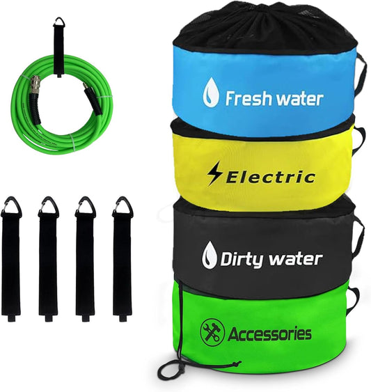 4-Pack Waterproof RV Hose & Cord Storage Bags | Utility Organization Set