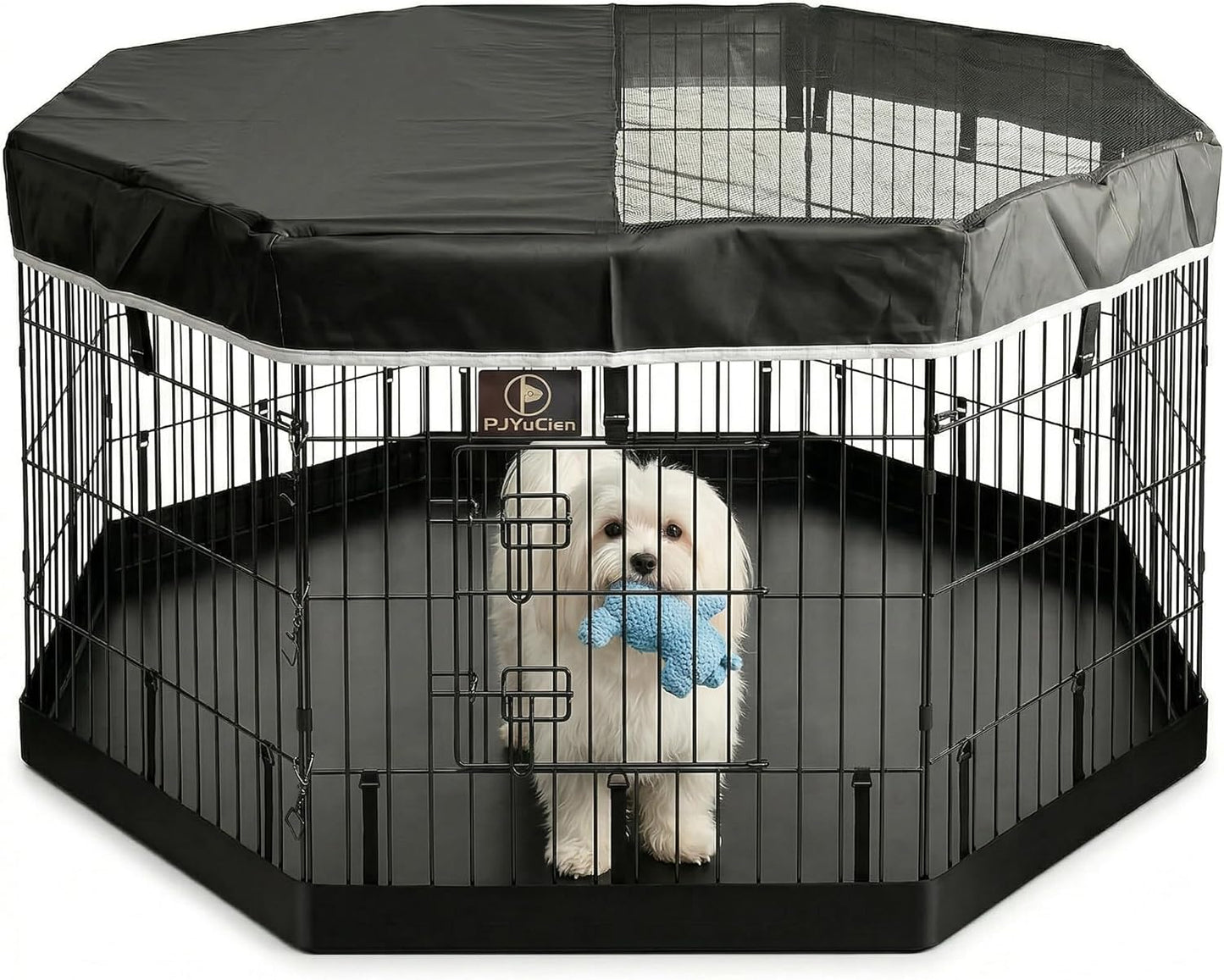 Happy Camper Portable Pet Playpen – Foldable 8-Panel Exercise Pen with Waterproof Base