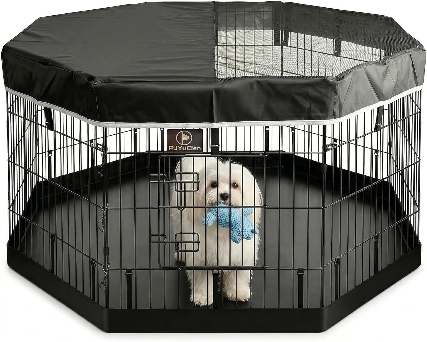 Happy Camper Portable Pet Playpen – Foldable 8-Panel Exercise Pen with Waterproof Base