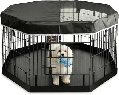 Happy Camper Portable Pet Playpen – Foldable 8-Panel Exercise Pen with Waterproof Base