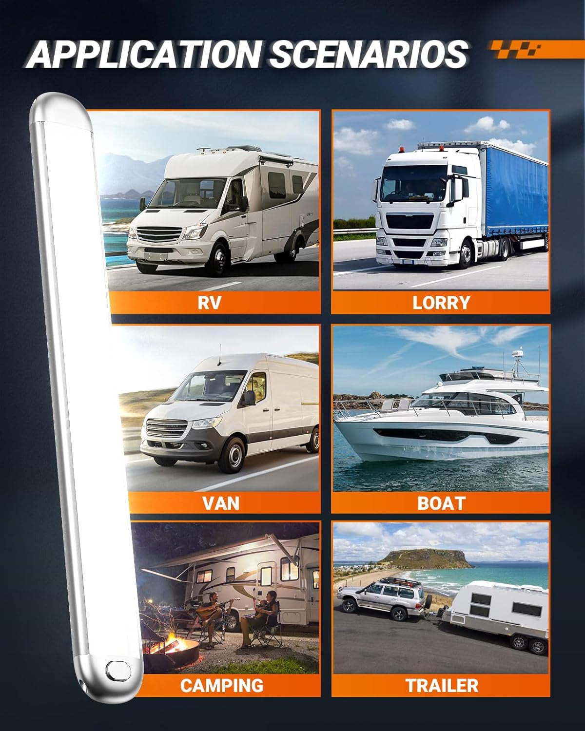 6-Pack 12V LED Interior Light Bars | 1500LM Bright White Camper Van & RV Lighting