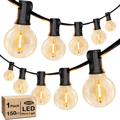 50-Foot Shatterproof LED Globe String Lights | Dimmable Camp & Awning Bistro Lights